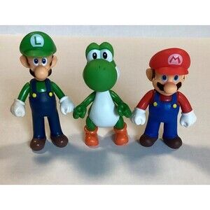 Lot of 3 Super Mario Super Size Figure Collection Mario Luigi Yoshi 5"